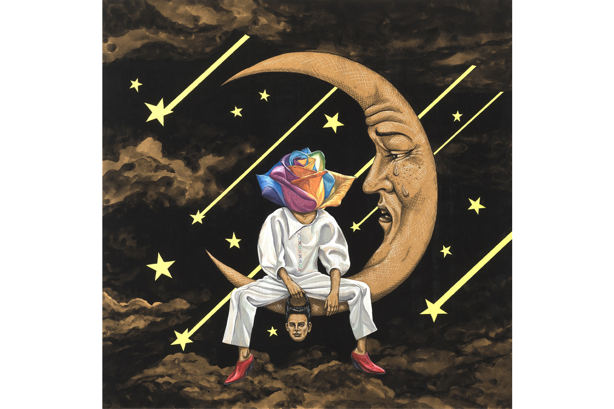 黃耀鋅　坐在月亮上　75x75cm-複合媒材　2020